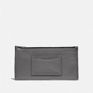 NWT Coach Zip Phone Wallet In Heather Grey Calf Leather F37892